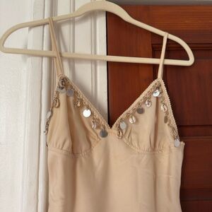 Cider Beige Sequin Seashell Mini Dress